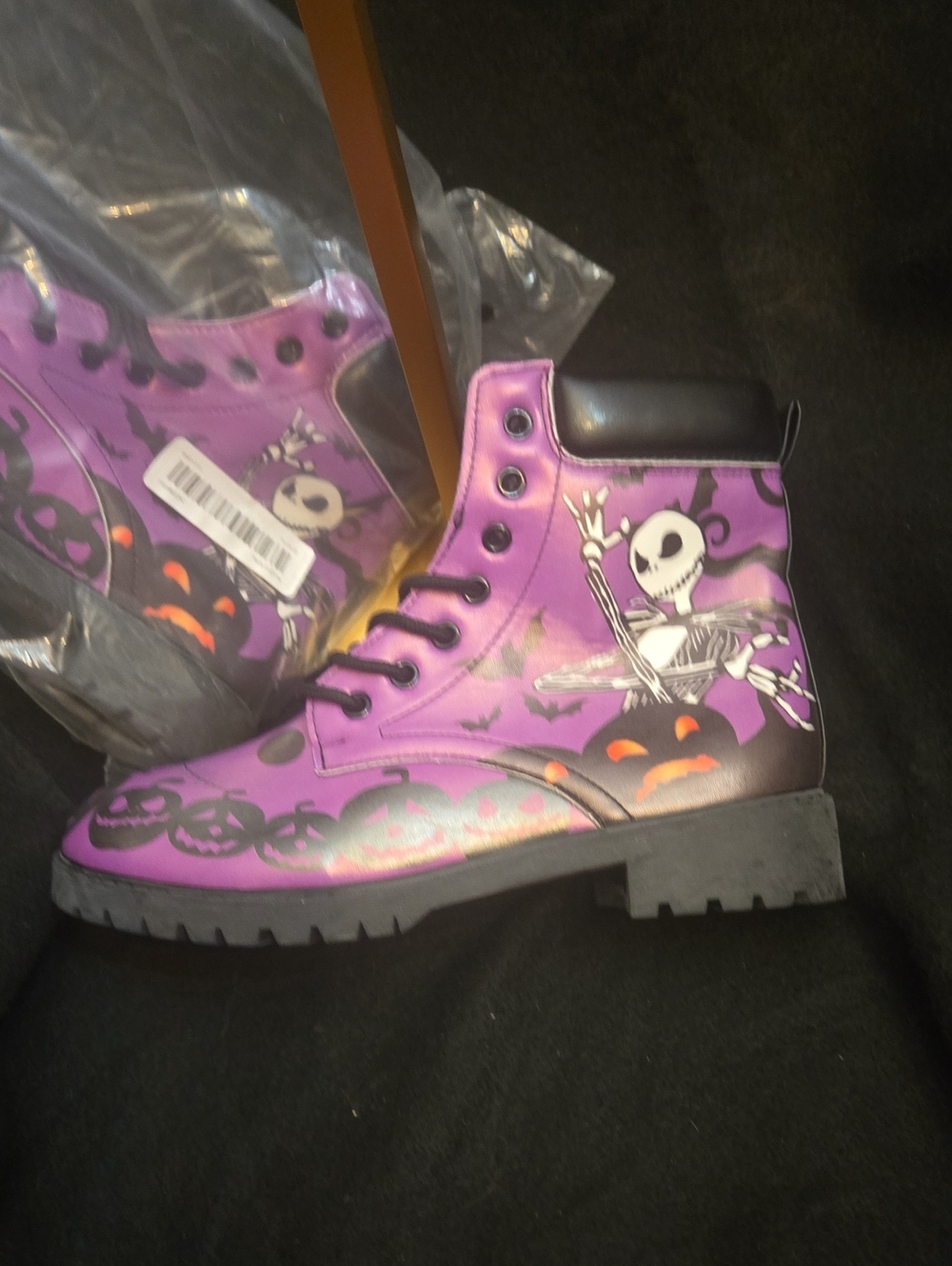Nightmare Before Chrisrmas Skeleton Combat Boots - Women's Moto Style
